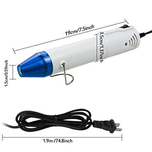 Mlife DIY Mini Heat Gun, Portable Hot Air Gun with 6.5FT Power Cord for Shrinking Wrapping PVC, Drying Paint Embossing, DIY Acrylic Resin Craft, Multifunctional Hand-hold Heat Tools, 120V/130W, White