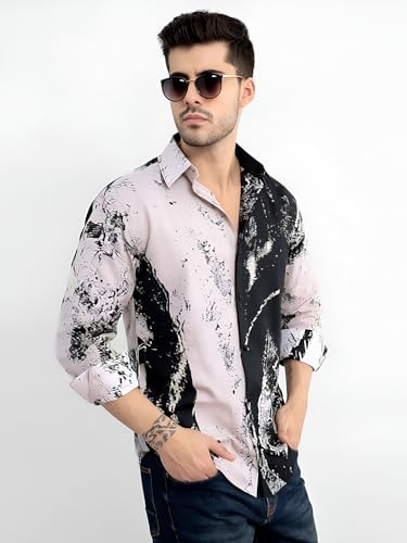 Image of Pinkmint Men Printed Cambric Cotton Shirt |Stylish Designer| Lightweight Summer Wear| Regular Fit Shirt for Men (Available in Plus Size)