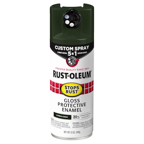 Image of Rust-Oleum Stops Rust Custom 5-in-1 Spray Paint, Gloss Cypress | Rust Preventive Enamel, Multi Surface (Metal, Wood and More), Adjustable Dial for Better Control, Fast Dry, Comfort Tip