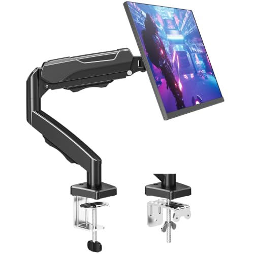 MOUNTUP Single Monitor Desk Mount Holds Screen up to 32 inch, Height Adjustable Monitor Arm, Full Motion Computer Monitors Stand with Clamp/Grommet Base, VESA Mounts Fit 4.4-19.8lbs Computer, Black