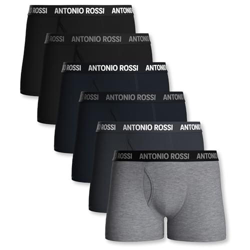 ANTONIO ROSSI (6er Pack Herren Boxershorts mit Eingriff – Superweiche Baumwolle, Atmungsaktiv & Ohne Kratzende Etiketten – Bequeme Unterhosen für Männer – Stretch Passform, Feuchtigkeitsableitend