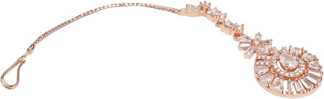 I Jewels Silver Plated Beautiful AD & CZ Studded Crystal Maang Tikka for Women (T2107-12)