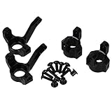 Mxfans Black Aluminum Alloy Upgrade Parts SCX0002 SCX0001 C-Hub Carrier & Steering Hub Carrier(L/R) for AXIAL SCX10 RC1:10 Off Road Car Pack of 2