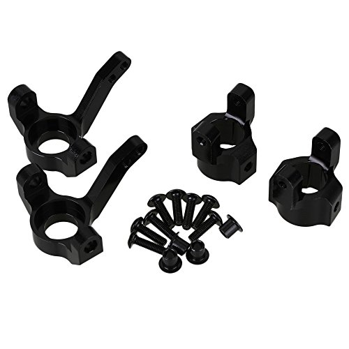Mxfans Black Aluminum Alloy Upgrade Parts SCX0002 SCX0001 C-Hub Carrier & Steering Hub Carrier(L/R) for AXIAL SCX10 RC1:10 Off Road Car Pack of 2