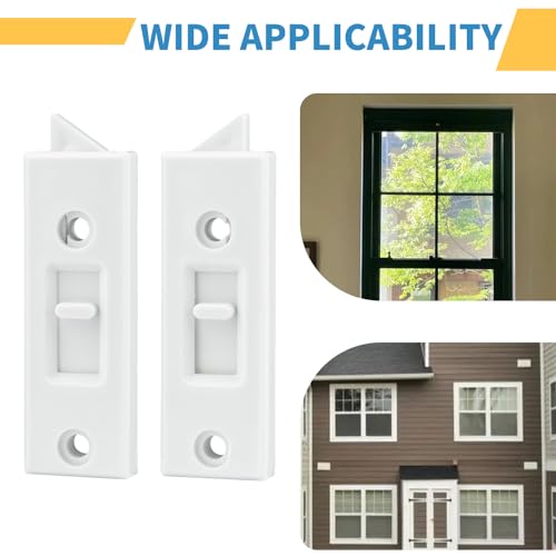 12 Pcs Window Latch Locks Spring Loaded Window Tilt Latch Replacement Part by JPKTA,Vinyl Plastic Construction,Window Parts and Hardware 2 Inch Hole Center Spacing Sliding Lock White