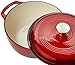 Amazon Basics Cast Iron Dutch Oven Pot with Lid, Enameled, Round, Dual Handles, Heavy-Duty, Small, 4.3-Quart, Red