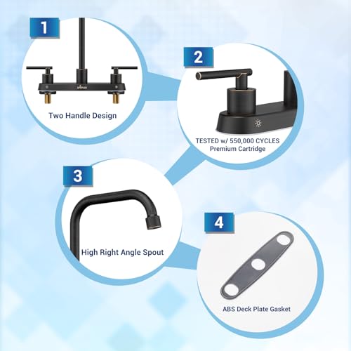 APPASO Oil Rubbed Bronze 4 Hole Kitchen Faucet with Side Sprayer, 2 Handle by APPASO - Used condition - Image 7