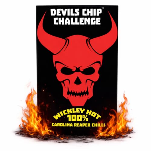 DEVILS CHIP CHALLENGE - World Hottest Chip with Carolina Reaper and Natural Flavour - Vegiterian Hottest Chip Challenge for Friends and Family Gatherings/Halloween/Parties Fathers Gift