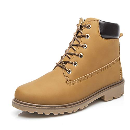 Goalsse Damen Herren Winter Leder Schneestiefel Warme Weiche Winterschuhe Boots (40 EU, Gelb)