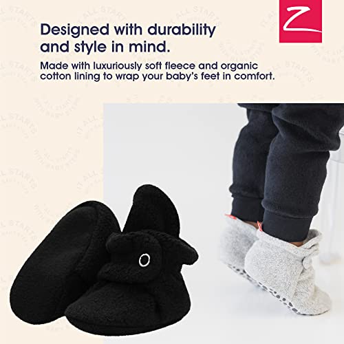 Zutano Unisex Fleece Baby Booties With Organic Cotton Lining, Newborn Essentials, 6 Months, New Black #TOP1