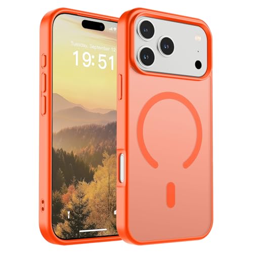 Image of SUPFINE Magnetic for iPhone 17 Pro Max Case (Compatible with MagSafe)(Military Grade Drop Protection) Translucent Matte Shockproof with Anti-Fingerprint Phone Cover 2025,Orange