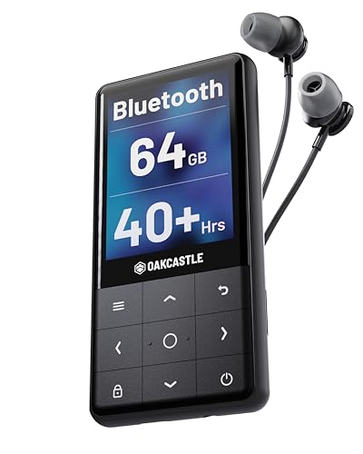 MP3 Player Bluetooth | MP3-Player Kinder mit Lautsprecher & Kopfhörer | MP3-Player 64GB interner Speicher – Erweiterbar 128GB | Music Player 40 Stunden Akkulaufzeit | Mini...