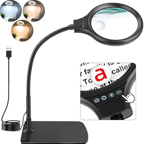 Toaren 10X Lupe Mit LED Licht - Vergrößerungslampe Mit Ständer Und Klemme