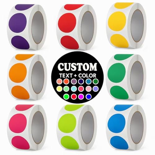 Personalized Round Dot Stickers-Custom Color Coding Labels-Personalized Adhesive Circle Label Stickers in Multiple Colors for Office, Classroom, School, Home, Inventory Organization (1 Inch)