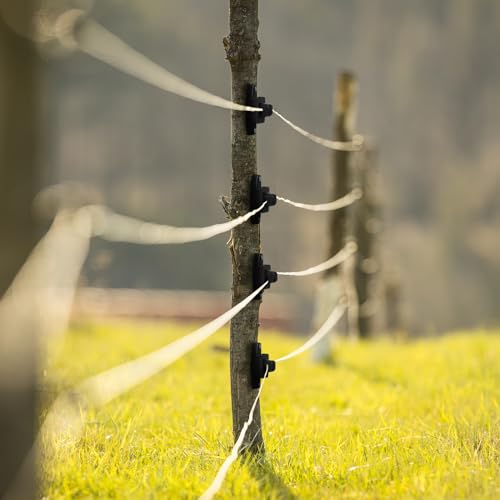 Pushglossy 200 Pcs Electric Wire Fence Insulators Electric Fence Wood Post Claw Insulators Accessories Nail Wood Post Nail on Insulator for Hi-tensile, Heavy Duty Fencing Wire Polywire (Black) by Pushglossy - Image 5