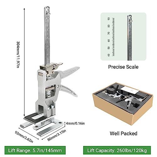 Arbeitssparender Arm, 2 Stück Arm Handwerkzeugheber mit Skala, Bis Zu 400KG Fliesenheber Hebewerkzeug, Multifunktional, Höhenverstellung, Hebevorrichtung für Türen, Möbel, Schrank, Board-Heber