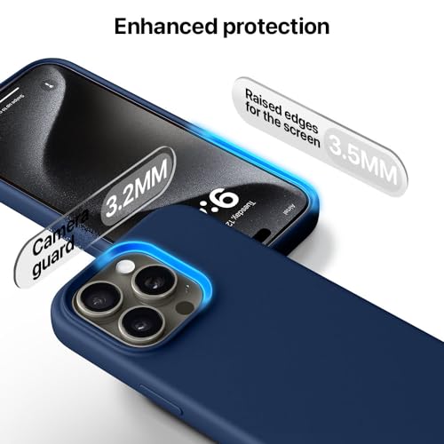 Image of Vaku Luxos Back Cover Case for iPhone 15 Pro Max Scratch Resistance Slim Fit Protective Design Military-Grade Protection Support Mag-Safe Wireless Magnetic Charging - Navy Blue