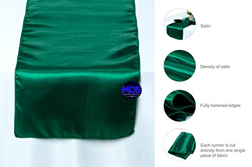 Mds Pack Of 30 Wedding 12 X 108 Inches Satin Table Runner For Wedding, Decorations For Birthday Parties, Banquets, Graduations, Engagements, Runners Fit Rectangle, Round Table - Emerald Green #TOP4