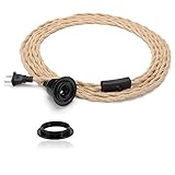 Estilo vintage. Hecho de cáñamo natural, este kit de luces colgantes es más duradero; enchufe de luz con certificación UL y cable aseguran su uso seguro; perfecto en hogares tradicionales e industriales, aportando un aspecto antiguo a cualquier área.