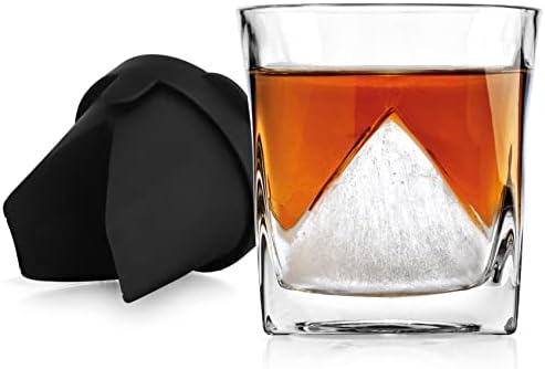 Godinger Whiskey Glass Gift Set, Whiskey Glasses and Silicone Ice Mold, Whiskey Glacier, Old Fashioned Whiskey Glass Tumbler and Ice Form Wedge, Glass Cups, Whiskey Drinking Glasses, Gifts for Men