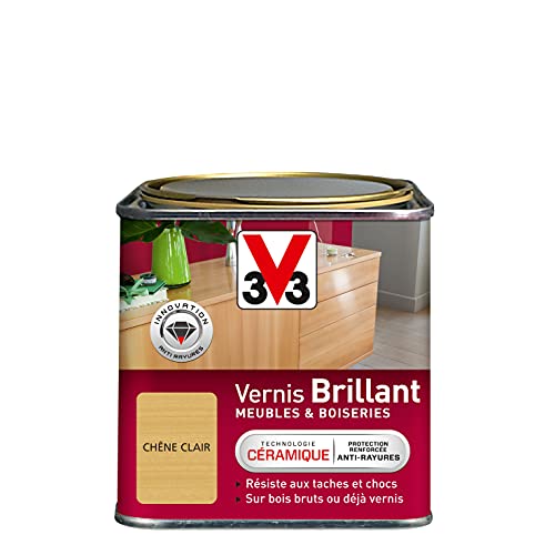 V33 Vernis intérieur Brillant meubles & boiseries, Chêne clair 0,5L