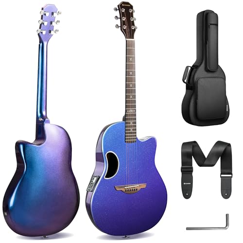 CAHAYA Acoustic Electric Guitar Kit - 41” Carbon Fiber Adult Beginner Set with Bag and Strap...
