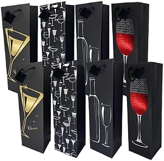 JEHF 8 Pcs Wine Bottle Bags | Premium Wine Bottle Bag, Gift Bags for Wine Gifts, Stylish Bottle Bag with Strong Rope Handles and Gift Tags | Gift Bag for a Wine Gift and Bottles