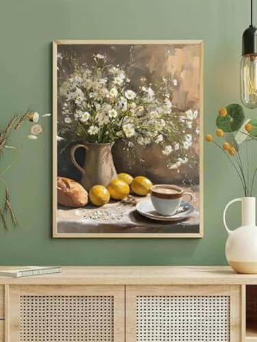 Peinture murale sur toile de nature morte au citron pour creer un salon chaleureux