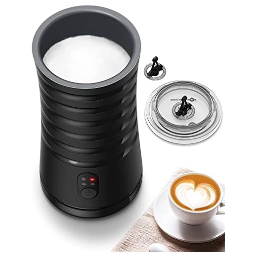 Milk Frother, Delvit Electric Milk Steamer 4 in 1 Foam Maker for Hot and Cold Milk Froth, Frother for Coffee, Latte, Cappuccino, Milk Warmer Heater, Non-Stick Interior