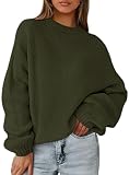 PRETTYGARDEN Women's Fall Oversized Sweaters Dressy Casual Long Sleeve Chunky Knit Winter Pullover Tops 2026 Holiday Outfits (Army Green,Medium)