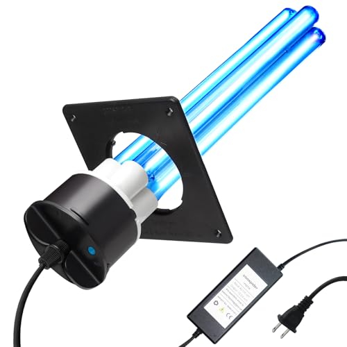 80W UV Light for HVAC Systems- Ozone-Free Commercial/Whole House Duct UVC Lamp with Ceramic Base Dual H-Tube 99.9% Efficiency with 253.7nm for Hotel Mall School Hospitals and Other Large Places