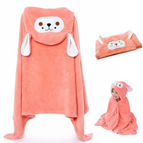 Image of SIGNAMIO Baby Towels 2-4 Years - Soft Poncho Hooded Bath Towel for Kids - Lightweight Baby Towel for 0 to 6 Month - Premium Material for Comfort and Absorbency - Peach Color