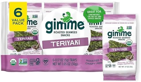 Gimme 6 CT Teriyaki Organic Seaweed Snacks, 5g, 0.17oz