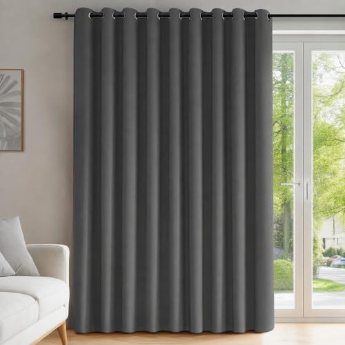 Deconovo Abdunklungsvorhang Blickdichte Vorhänge Thermogardine Graphitgrau | 1 Stück, H245 x B300 cm, Ösenschal, Abdunkelnd, Kälteschutz und Hitzeschutz, Vorhang für Schlafzimmer,
