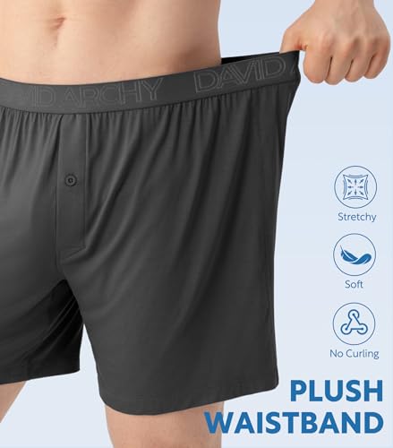 Image of DAVID ARCHY Mens Boxers Soft Rayon Made from Bamboo Boxers for Men Pack Loose Underwear Cooling Mens Boxer Shorts
