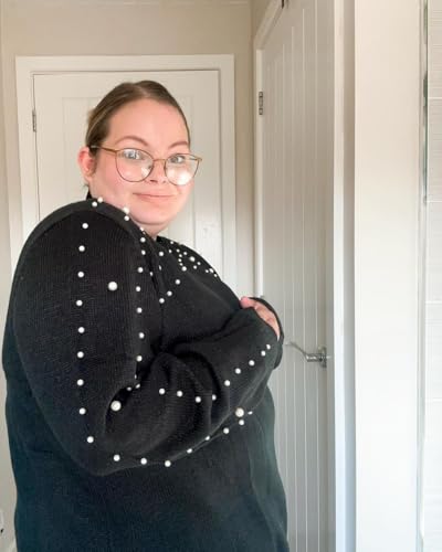 RITERA Womens Plus Size Sweaters Pearl Long Sleeve Casual Pullover Warm Jumper Knit Tops XL-5XL3