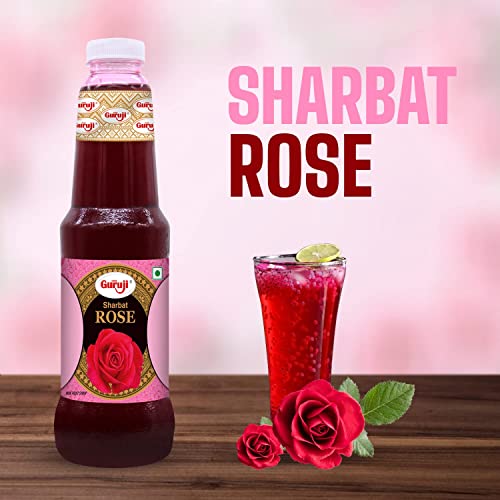 Image of Shree Guruji Badam Kesar 1litr+Rose1litr Dry Fruit Sherbet Instant Refreshing Drink for Summer Special (Combo Pack)
