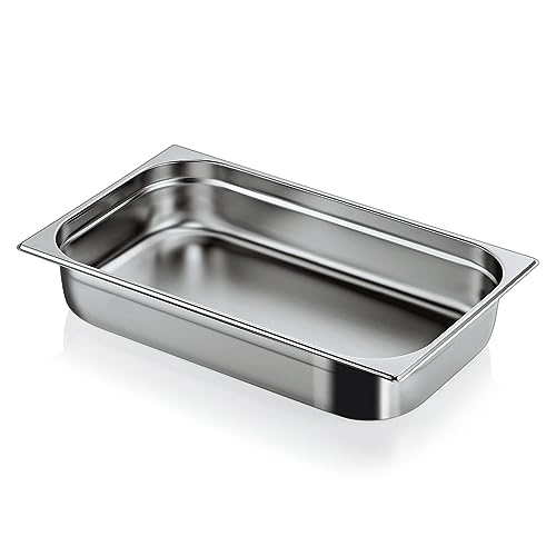 Morleos Récipient gastronomique, GN 1/1, 100 mm, 14 l, en acier inoxydable, 530 x 325 mm, empilable et inoxydable, accessoires de restauration, d'événements et de restauration en acier robuste de 0,7