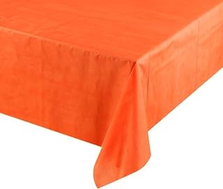 Plastic Tablecloths for Rectangle Tables, 12 Pack – Heavy Duty Party Table Cloths Disposable, Rectangular Table Covers, 54" x 108", Color-(Orange)