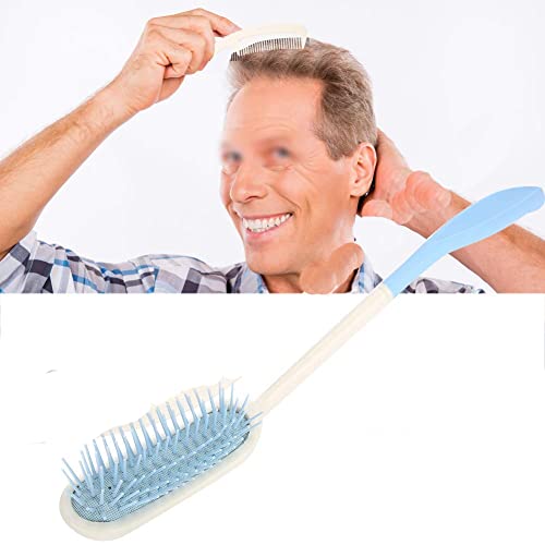 Long Reach Hairbrushes, Long Handle Comb Hair Brush Anti-slip Ergonomic Long massage comb Disability Mobility Aid Help Easy To Use Lightweight Hair BrushComb(Blue)