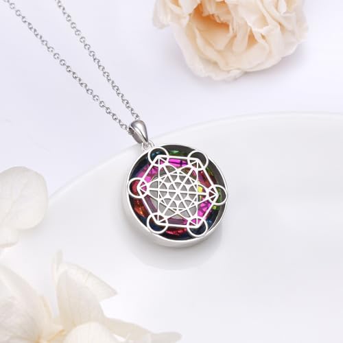Alphm Metatron Cube Necklace 925 Sterling Sliver Sacred Geometry Seals of Archangel Angel Pendant with Austrian Crystal Sacred Geometry Jewelry for Women Men4
