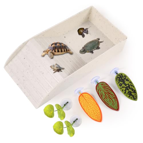 Wedding Pails Hermit Crab Water Tank with Climbing Ramp,Acrylic Turtle Habitat Saltwater Pool Supplies Aquarium Tank Cage Accessories for Hermit Crab Turtle Tortoise,12 × 6 × 2.4"