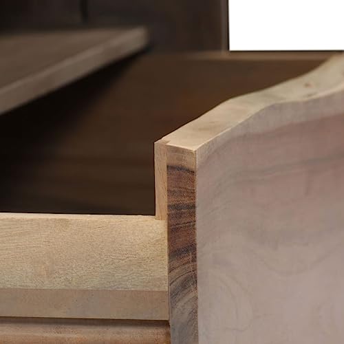 Table basse en bois d'acacia massif gris 90x50x40 cm pour salon