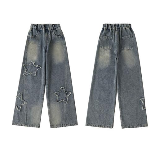 Girls Fashion Pants for Girls Wide Leg Casual Jeans with Elastic Waist and Pockets Comfortable Loose Fit Pants