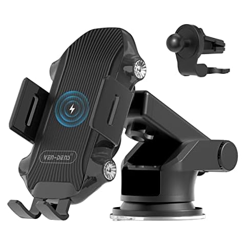 VEN-DENS 15W Qi Fast Charging Auto Clamping Car Charger Phone Mount Windshield Dashboard Air Vent Phone Holder for Samsung Galaxy S23/S23 Plus/S23 Ultra/Z Flip 4 /Z Fold 4 /S22 /S22 Plus /S22 Ultra Cover