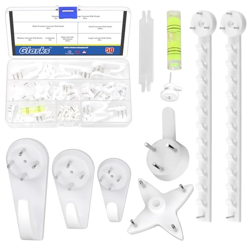 Glarks Kit de 52 ganchos de pared de hormigón, ganchos de tornillo de pared invisibles, ganchos de pared invisibles para uñas, ganchos de pared invisibles, ganchos de pared invisibles, ganchos de uñas