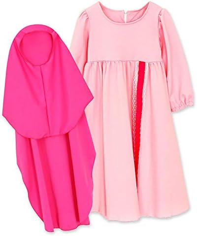 Girls Spring and Autumn Arabian Costumes Long Sleeve Pink Muslim One-piece Dress + Turban Two-piece Children's Wear