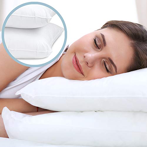 White Classic Bed Pillows for Sleeping 2 Pack, Queen Size Pillow Side Sleeper Set, Down