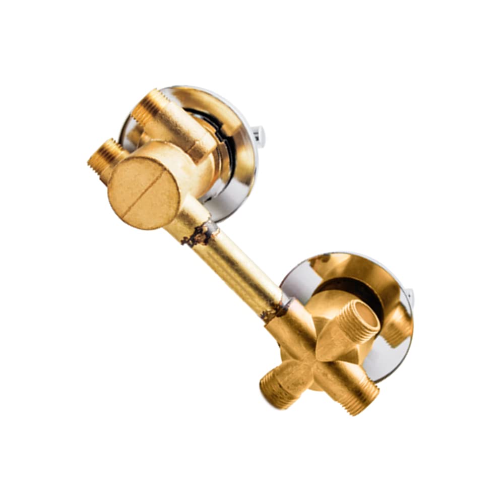 ZYCHSJXA Upgraded 5-Way Brass Thermostatic Shower Valve Mixer Faucet, G1/2 Diverter Control, Dual Handle, Thickened Design, 12.5cm Output, Cartridge, Cabin Essential