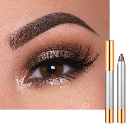 Dark Brown Eyeshadow Stick Cream Eye Shadow, Metallic Deep Brown Glitter Eyeshadows Pencil Crayon, Smooth Portable Easy to Color Smoky Eye Makeup Highly Pigmented Eyeliner